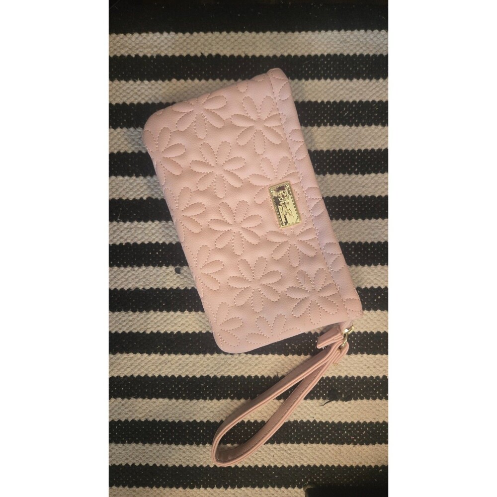 Betsey Johnson Floral Embossed Zip Wallet – Blush Pink